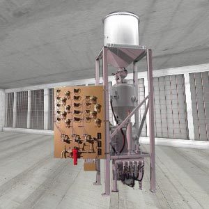 Two chamber sandblast unit with blasting material recovery and recycling Two chamber sandblast unit with blasting material recovery and recycling